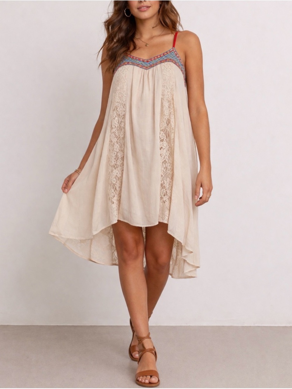 Flying Tomato Sheer Lace High-Low Midi Dress | Boho Flowy | Size Small